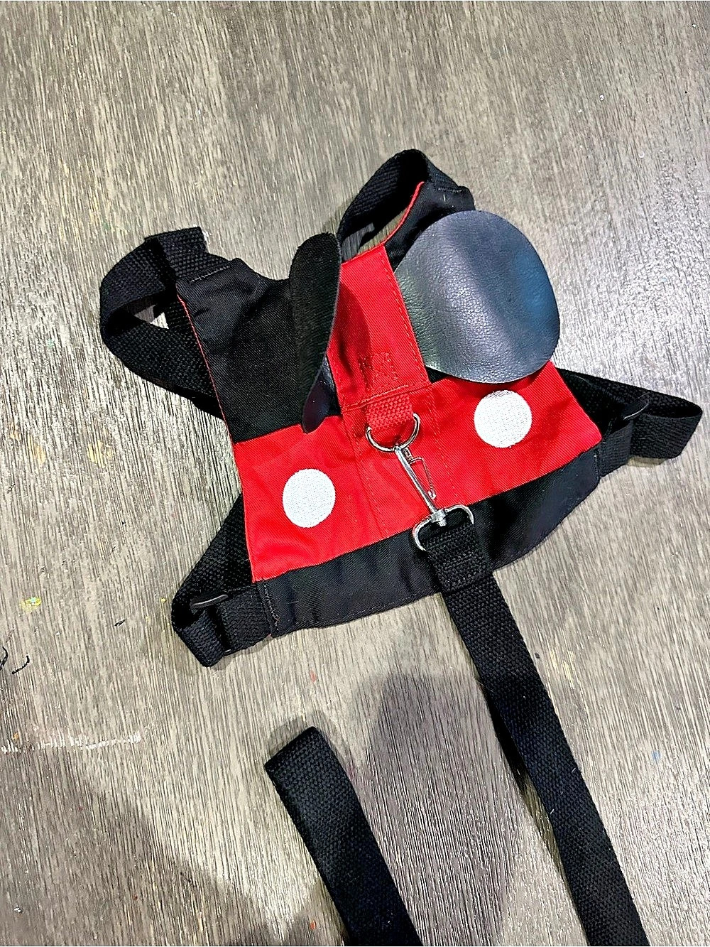 Disney Mickey Mouse Dog Harness with Leash Red & Black